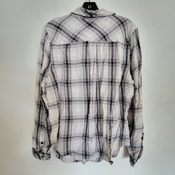 Torrid Relaxed Fit Brushed Rayon Button-Up Plaid Striped Long Sleeve Shirt Sz 00 - Picture 6 of 15